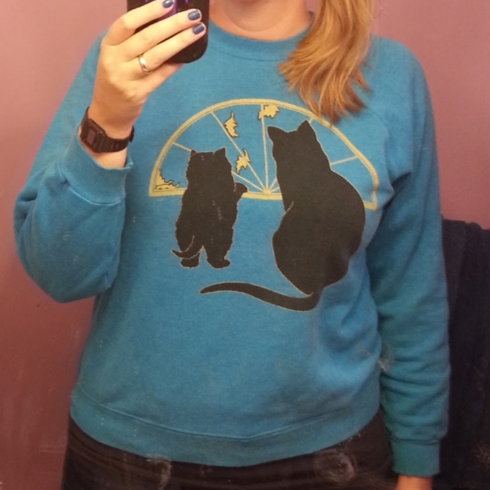 ISO Blue Cat Print Women's Sweatshirt